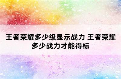 王者荣耀多少级显示战力 王者荣耀多少战力才能得标